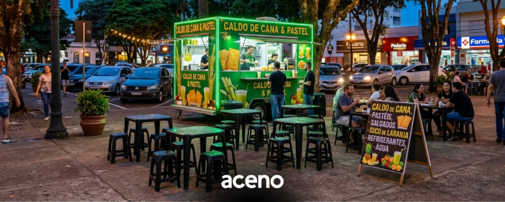 food truck pastel comida brasil mesas atendimento pequeno empresario