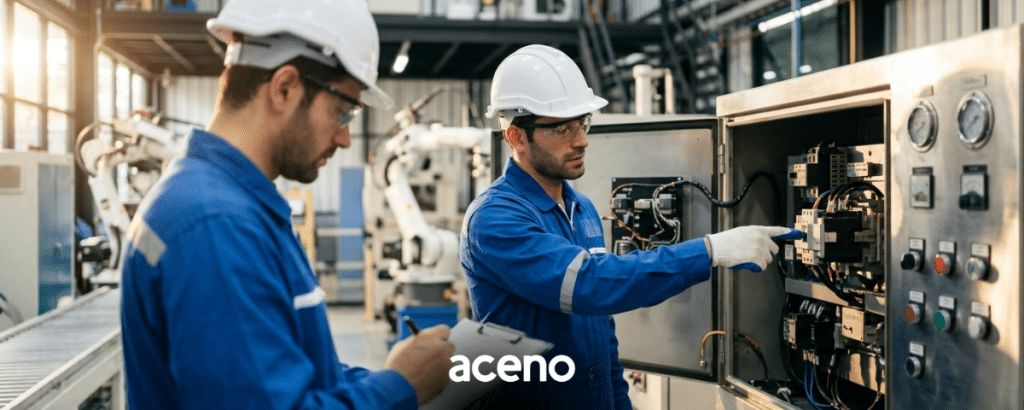 funcionarios-em-fabrica-operando-maquina-em-seguranca