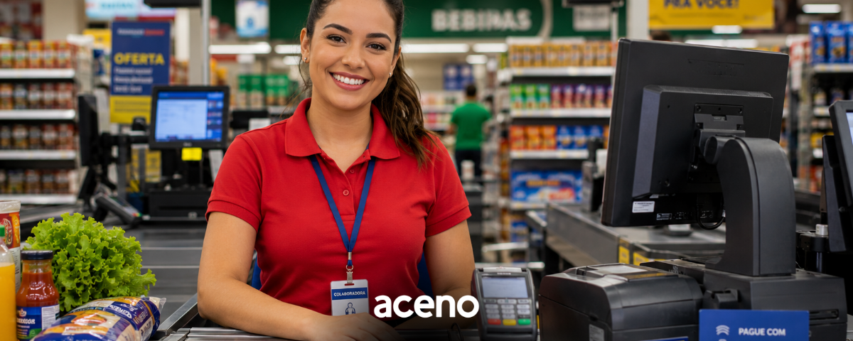 caixa de supermercado aceno chama fiscal